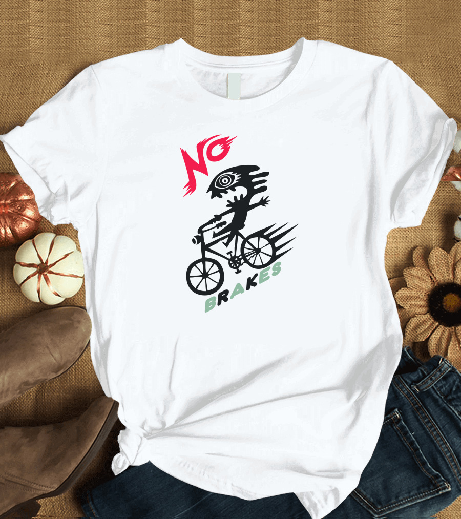 NO Brakes Speeding Bicycle Creature T-Shirt