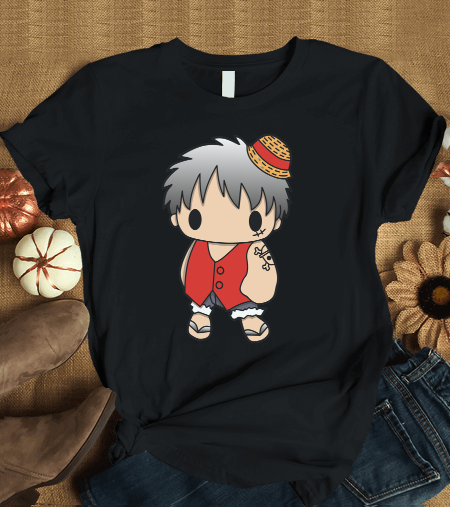 Luffy Chibi Straw Hat Pirate Tattoo T-Shirt
