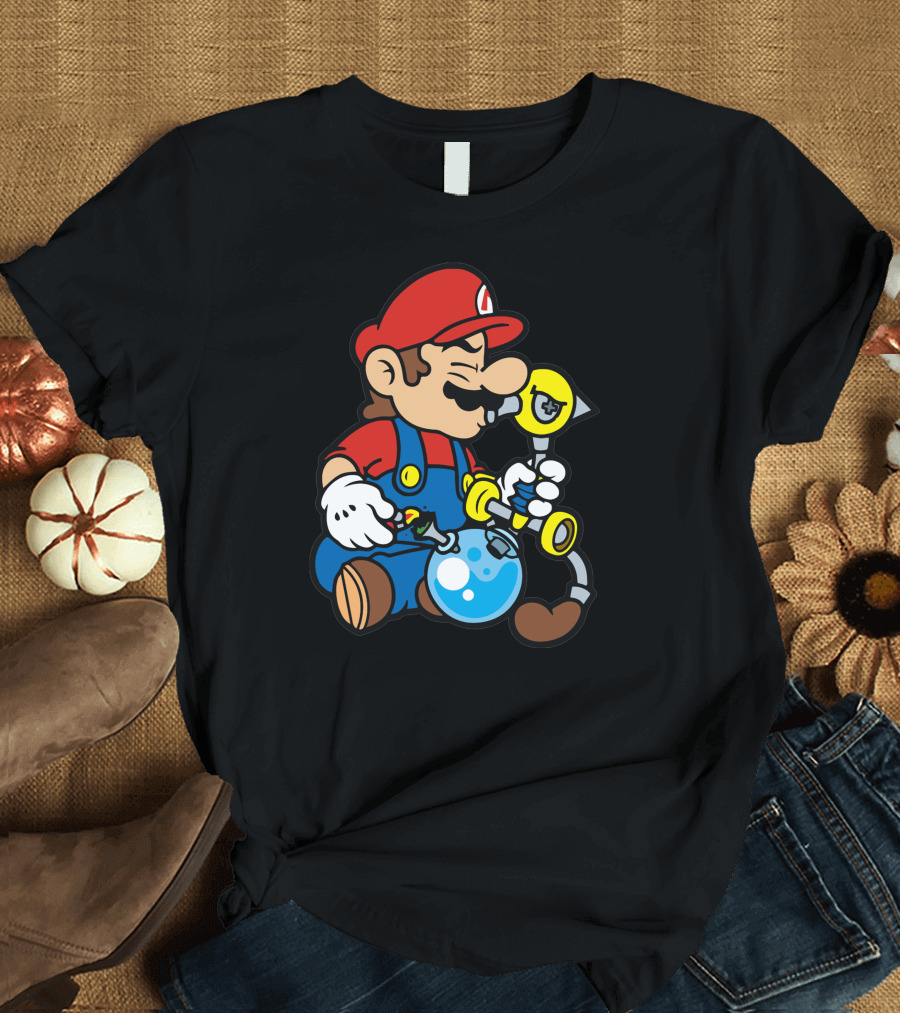Mario Weed Smoking Pipe Parody with Super Mario Style Character T-Shirt