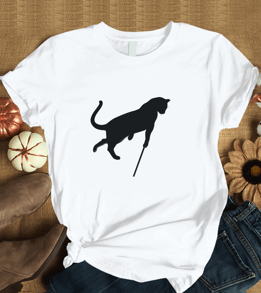 Blind Cats Crossing Silhouette with Cane T-Shirt