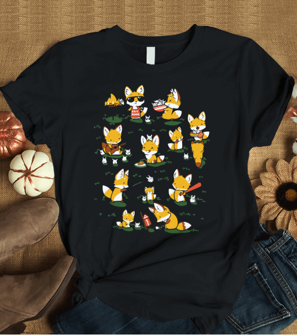T-Shirt: BBQ King Partying Foxes Fiesta T-Shirt BBQ King Partying Foxes Fiesta T-Shirt