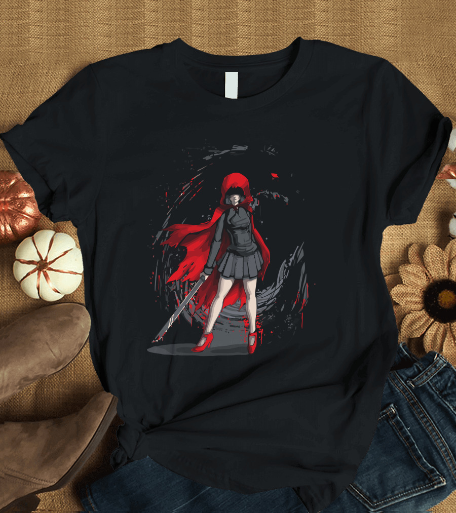 Red Revenge Wolf Shadow Warrior Hooded Cloak T-Shirt