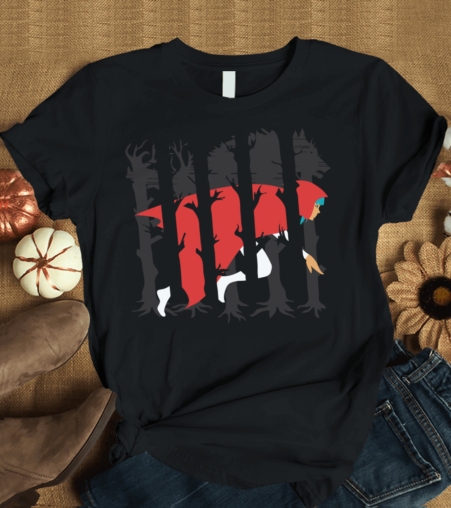 Red Running Hood in Forest T-Shirt