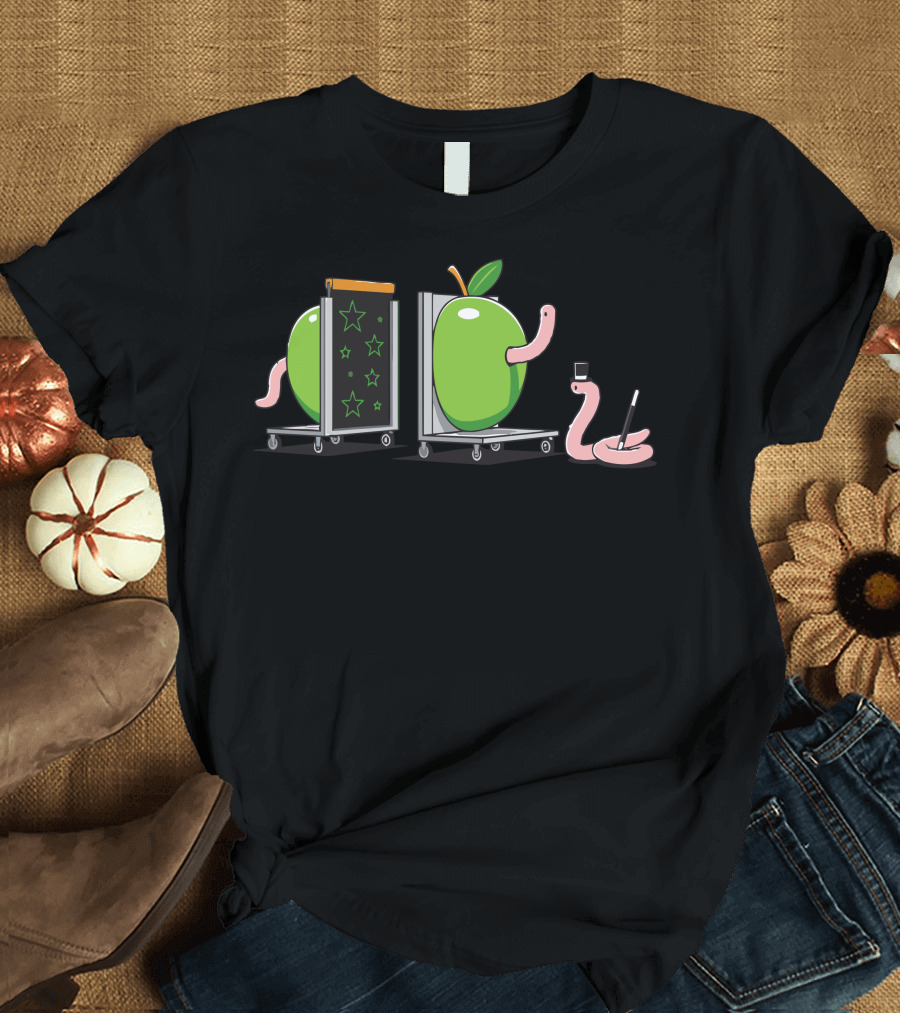 Magic Worm Illusion with Apples and Stars T-Shirt
