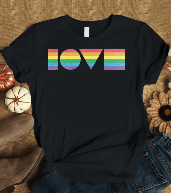 T-Shirt: LOVE Geometric Pride Rainbow Shapes T-Shirt LOVE Geometric Pride Rainbow Shapes T-Shirt