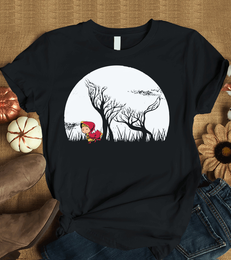 Red Riding Hood Hidden Wolf Forest Moon T-Shirt
