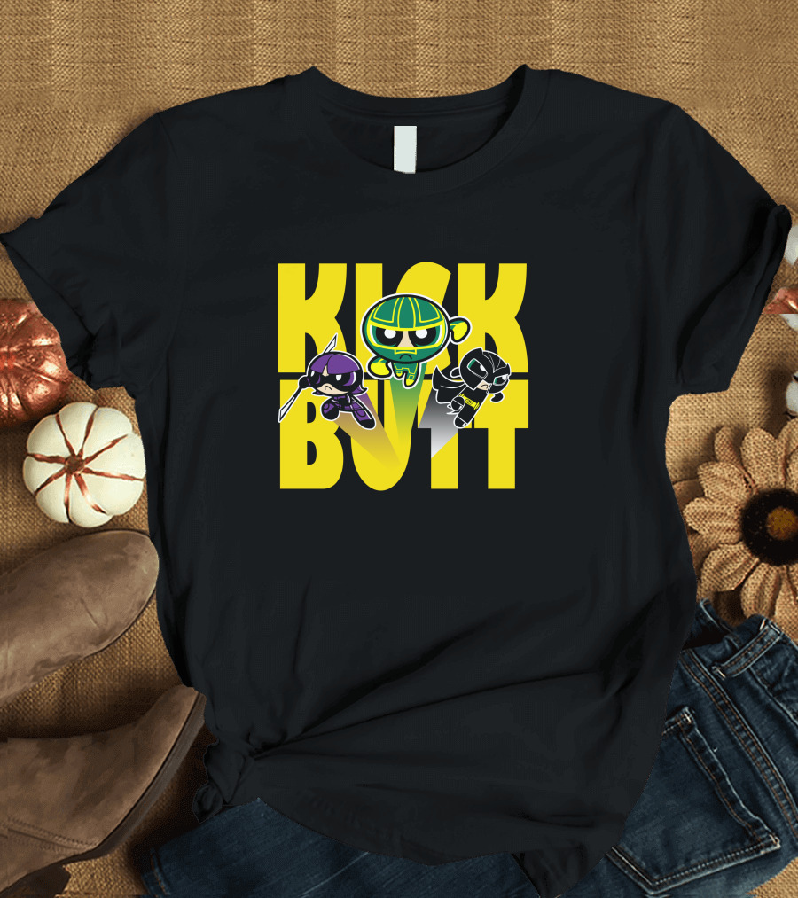 Kick Butt Powerpuff Parody in Yellow and Black T-Shirt