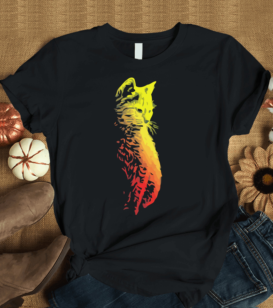 Pink Storm Fiery Gradient Cat T-Shirt