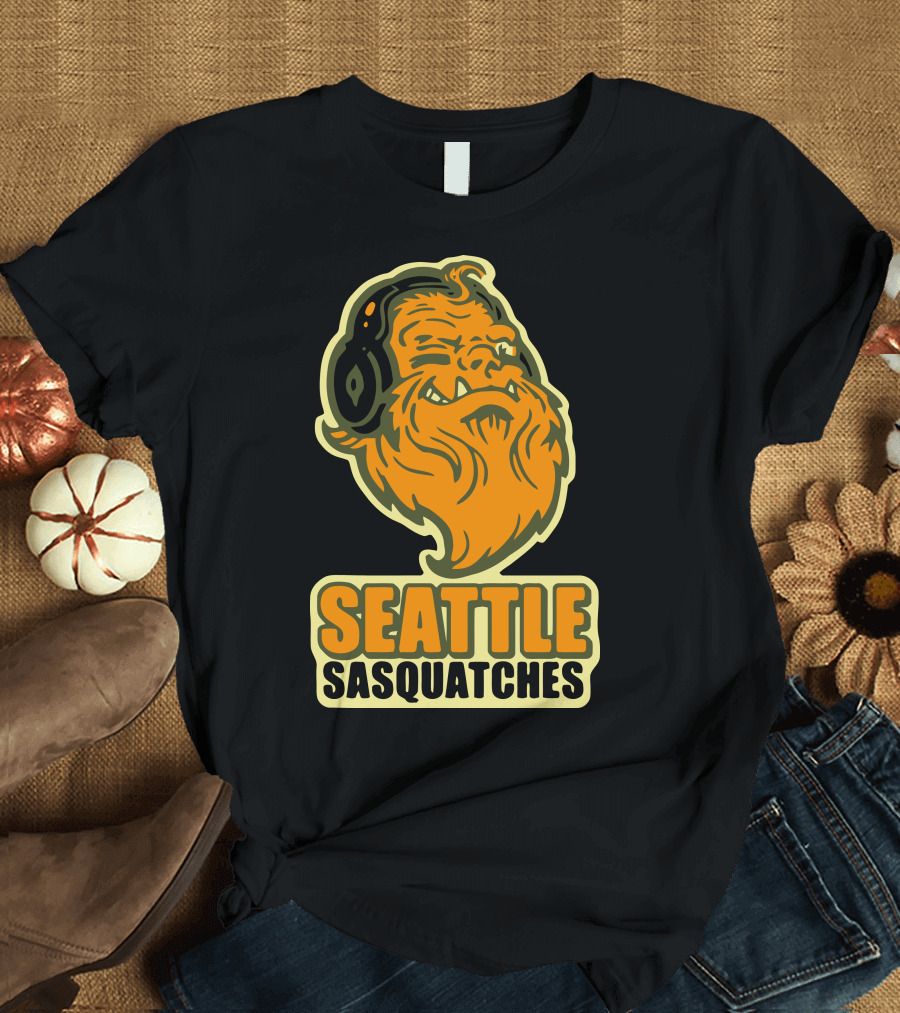 Seattle Sasquatches Headphone Beard T-Shirt