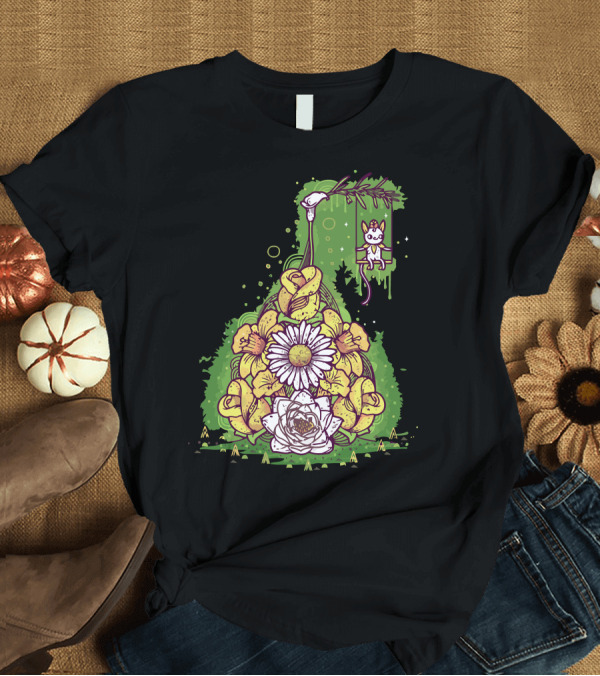 T-Shirt: Secret Swing Cat Floral Arrangement T-Shirt Secret Swing Cat Floral Arrangement T-Shirt
