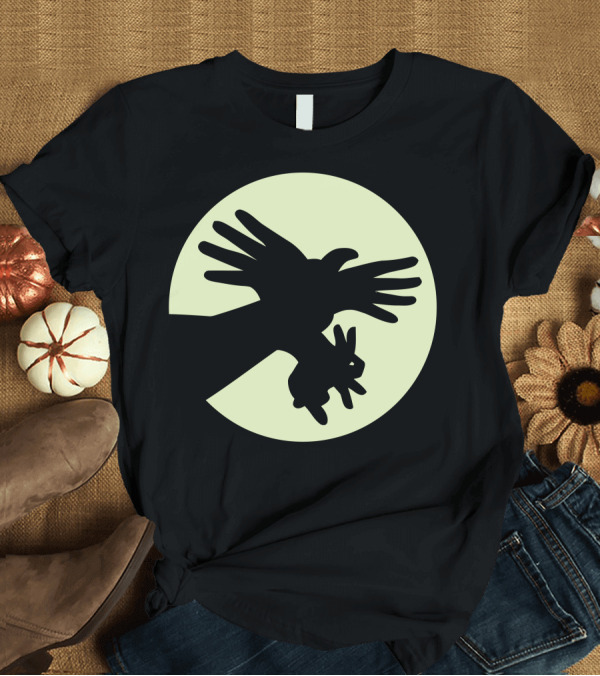 T-Shirt: Shadow Prey Moon Silhouette Bird and Rabbit Capture T-Shirt Shadow Prey Moon Silhouette Bird and Rabbit Capture T-Shirt