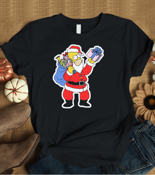 T-Shirt: Simpsons Homer Santa Christmas Gift Sack Doh T-Shirt Simpsons Homer Santa Christmas Gift Sack Doh T-Shirt