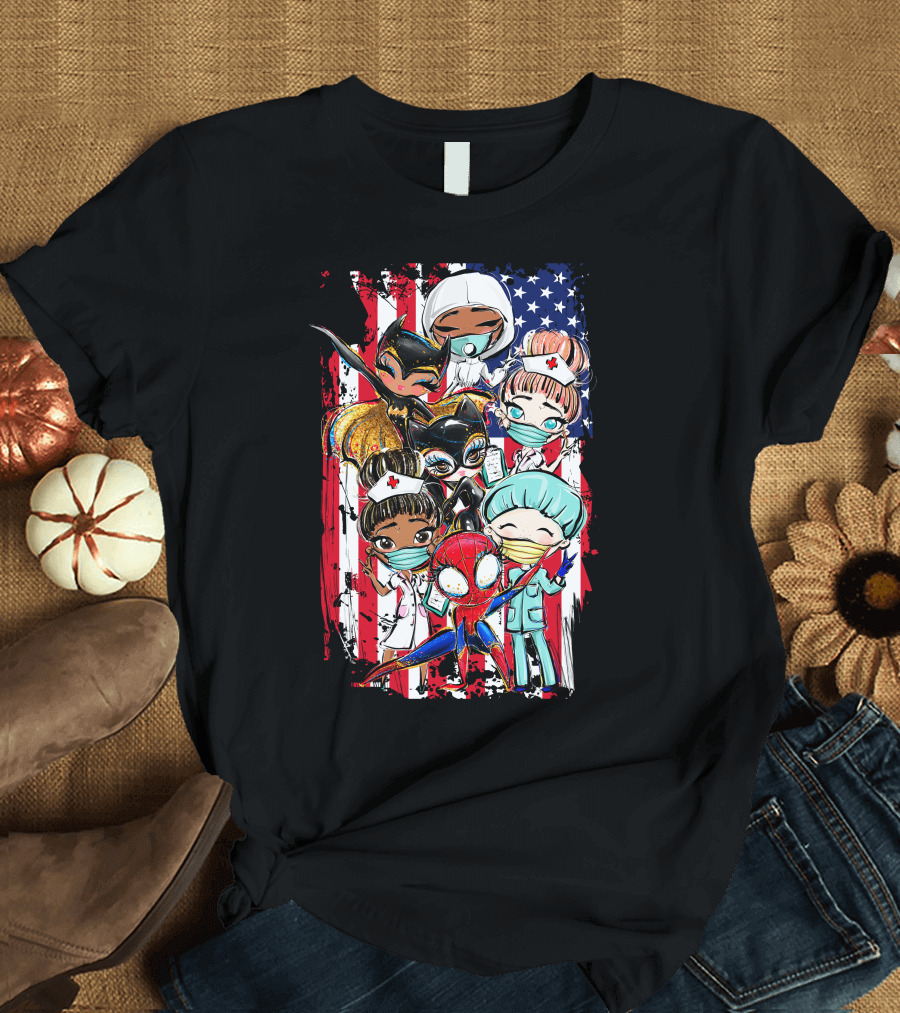 My Mom Is A Nurse Baby Jumpsuit Superheroes American Flag T-Shirt
