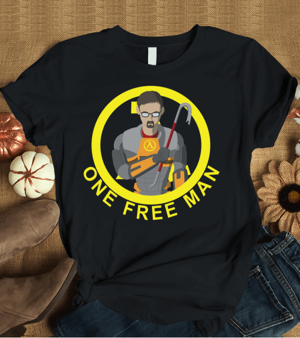 T-Shirt: One Free Man Half-Life Gordon Freeman Lambda Circle Yellow Crowbar T-Shirt One Free Man Half-Life Gordon Freeman Lambda Circle Yellow Crowbar T-Shirt