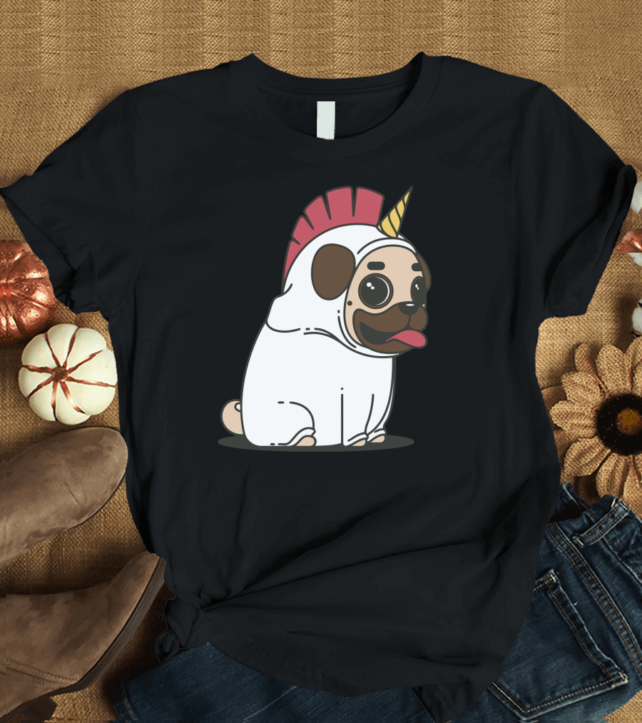 Pugcorn Unicorn Costume Fantasy Pug Dog T-Shirt