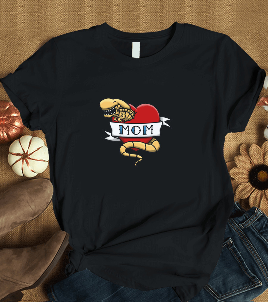 Alien Mom Tattoo Heart Creature T-Shirt