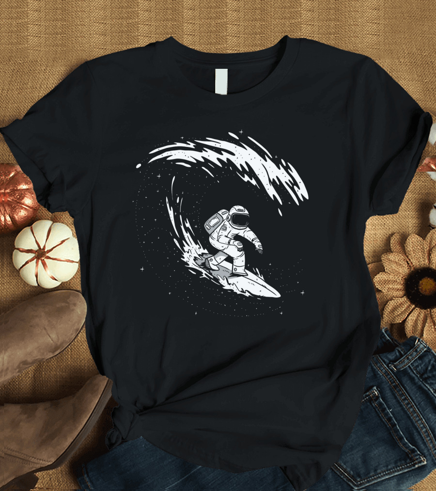 Surfing Astronaut Cosmic Wave Adventure T-Shirt