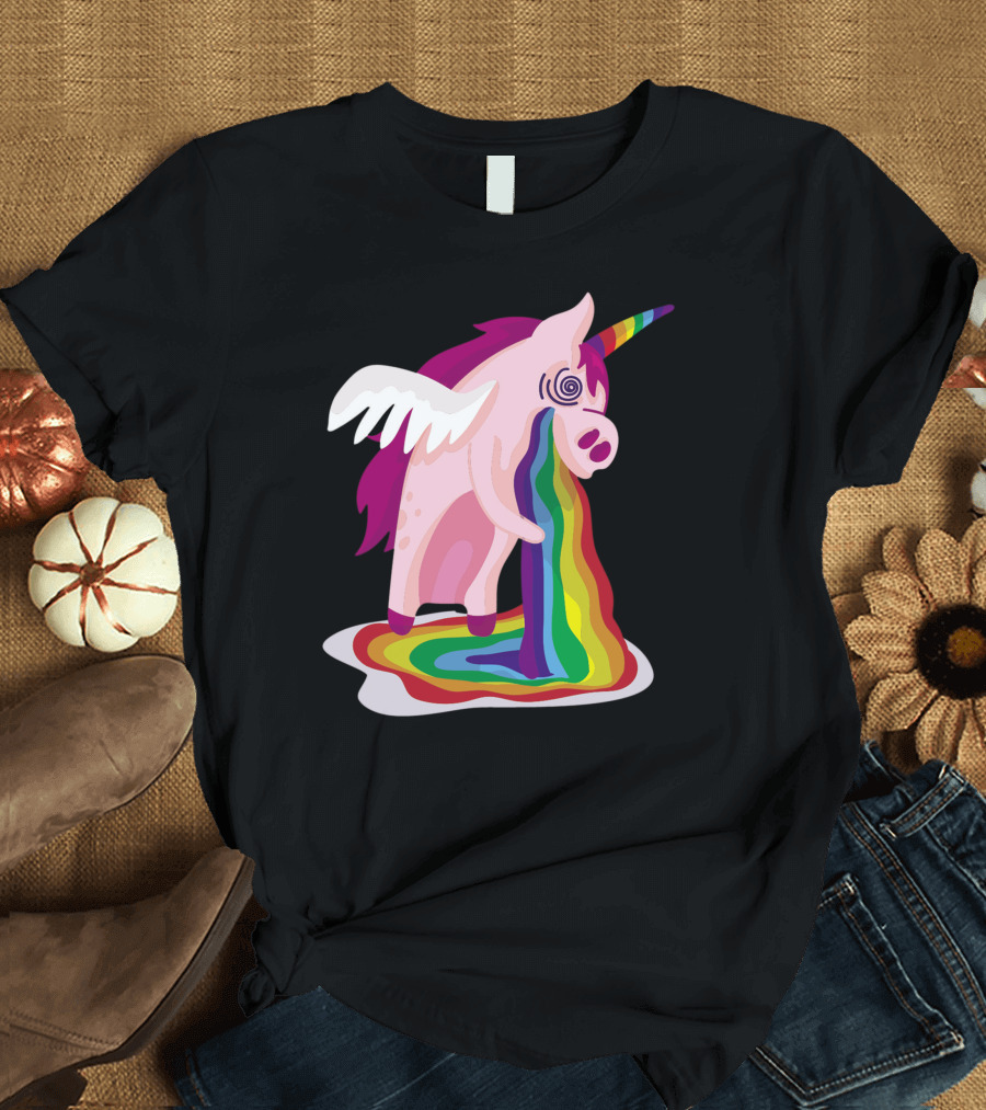 Unicorn Rainbow Vomiting Colorful T-Shirt
