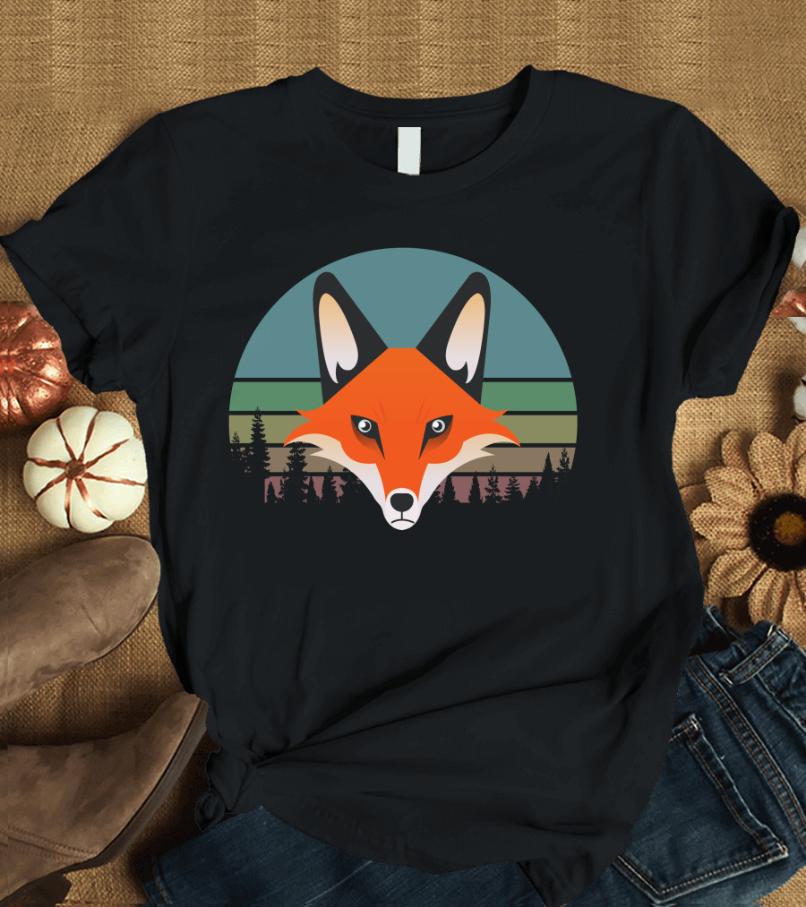 Best Fox Dad Ever Retro Forest Fox Face T-Shirt