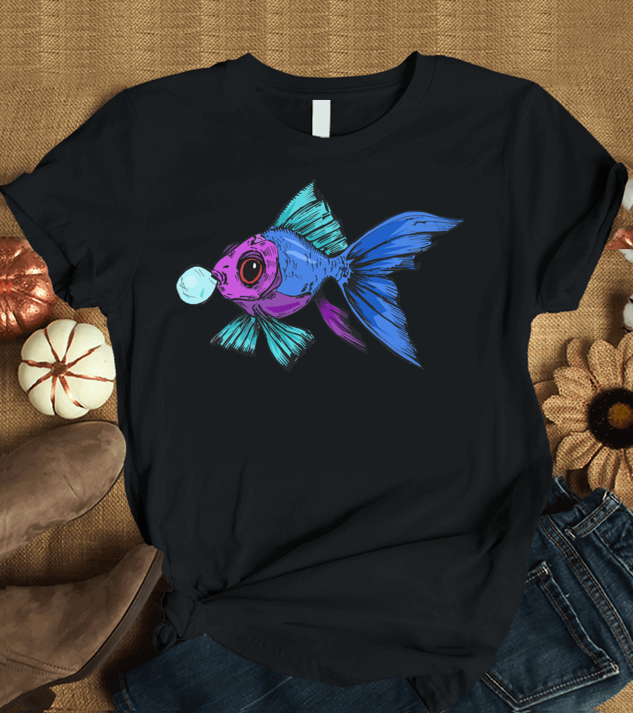 Cute Vibrant Bubble Blowing Fish T-Shirt