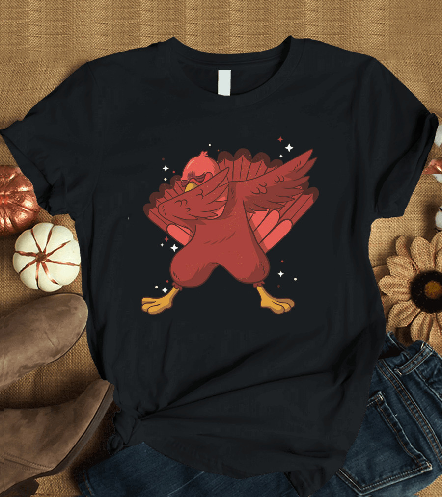 Turkey Dab Dance Pose Bird Thanksgiving Fun T-Shirt