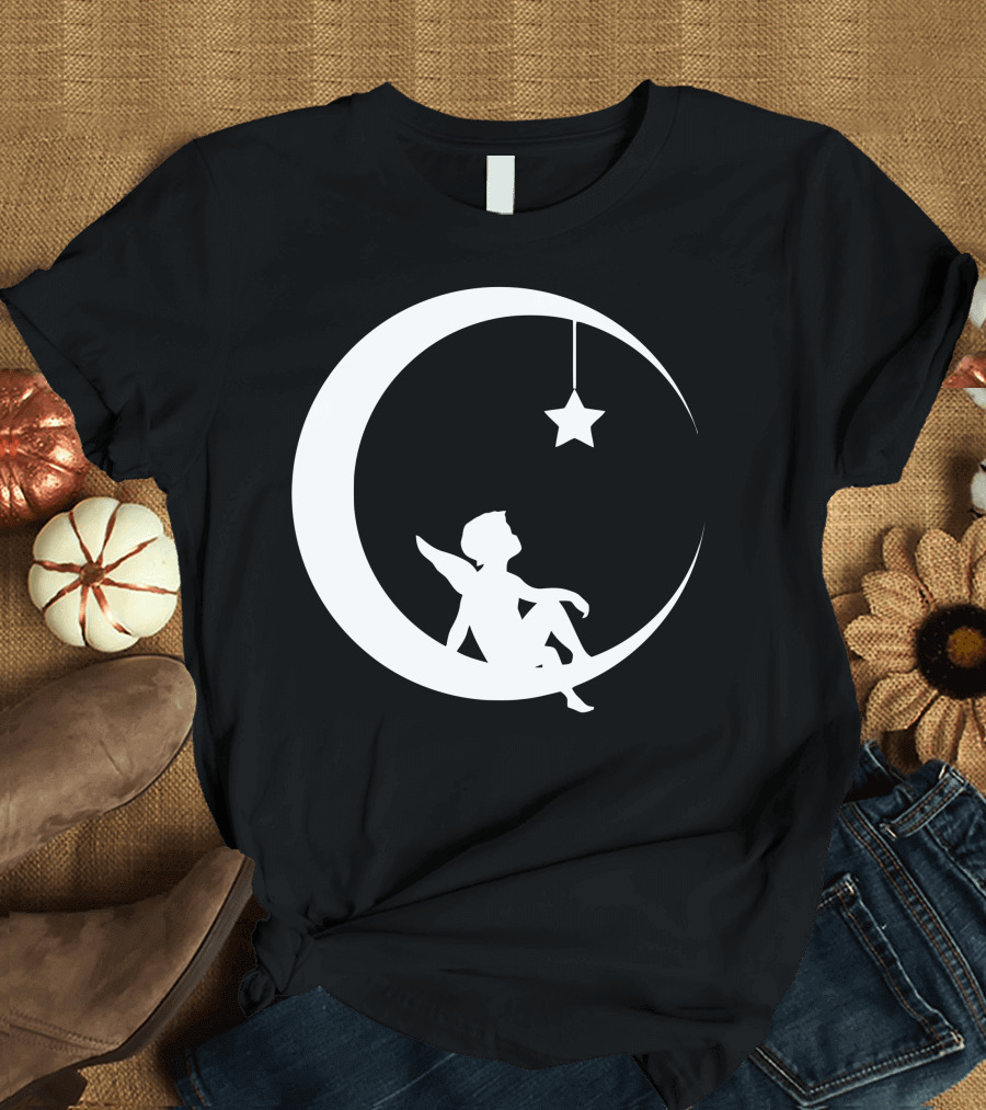 Angel on a Crescent Moon with Hanging Star T-Shirt