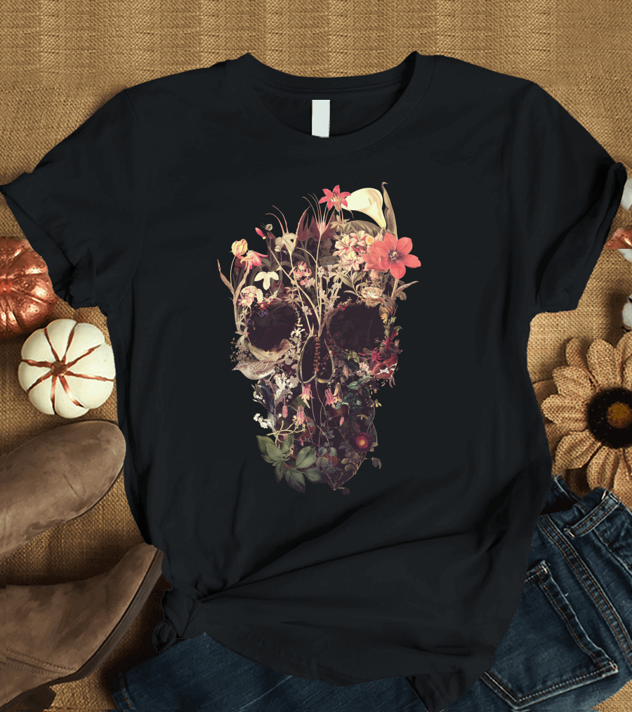 Bloom Skull Floral Fusion Botanical Skull T-Shirt