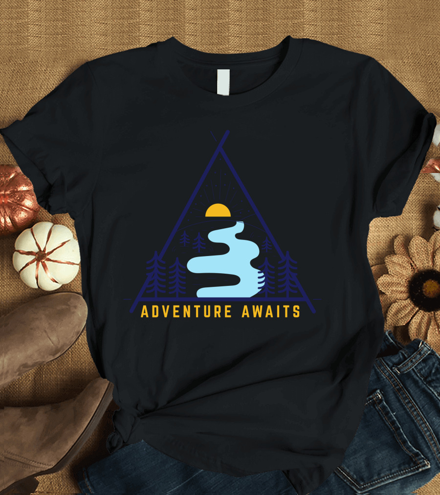 Adventure Awaits Sunrise River Forest T-Shirt