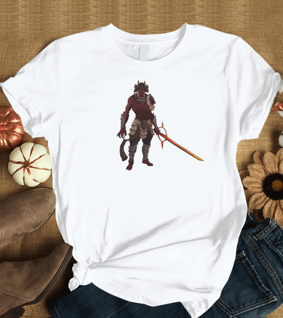 Damon Sammu Warrior with Flaming Sword T-Shirt