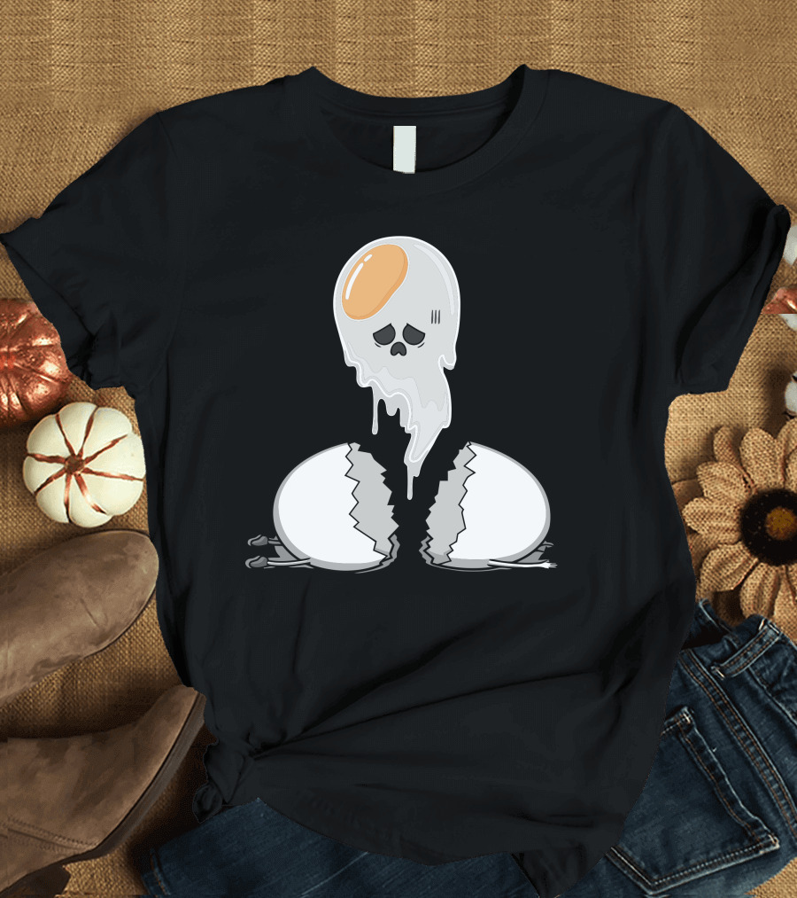 Egg Ghost with Broken Shell and Skull Face T-Shirt