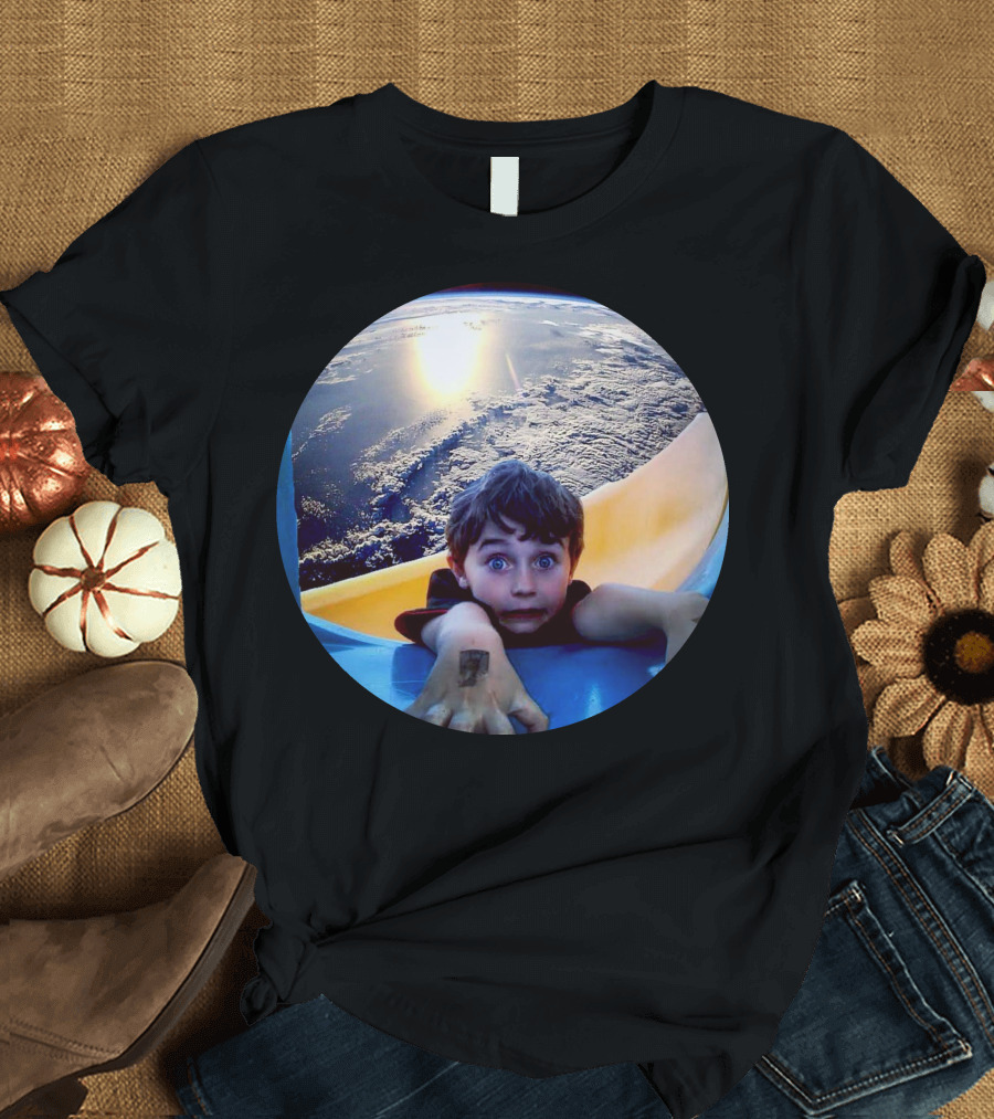 Falling Down Amusement Park Fun Slide Adventure Ocean Background T-Shirt