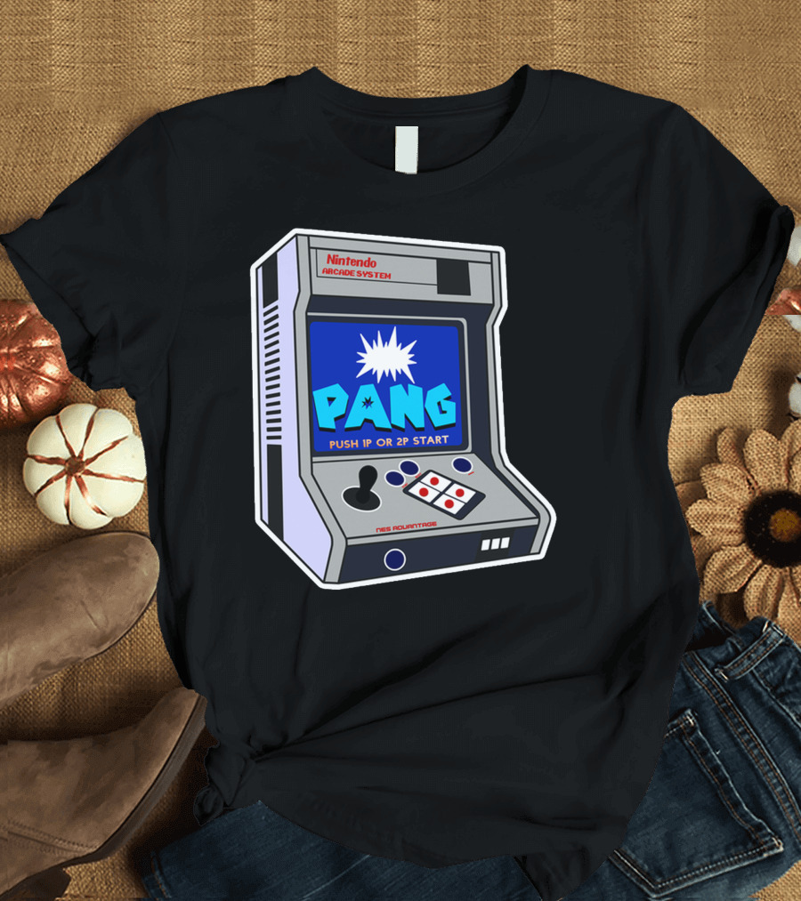 Nintendo Arcade System Pang Push 1P or 2P Start NES Advantage T-Shirt