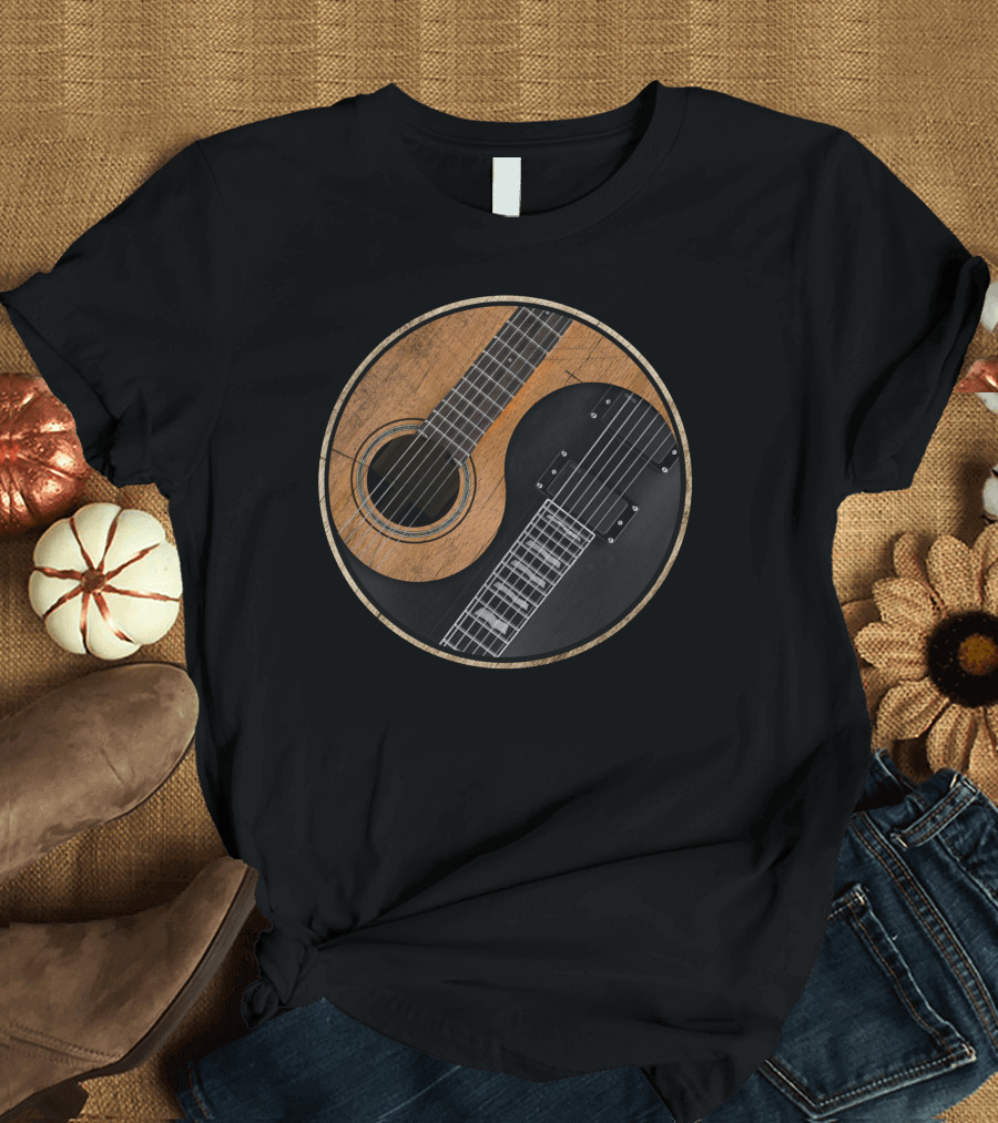 Guitar Yin Yang Acoustic Electric Fusion T-Shirt