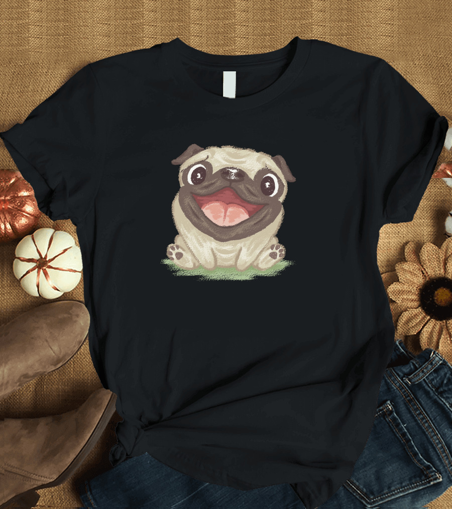 Smiling Pug with Joyful Expression T-Shirt