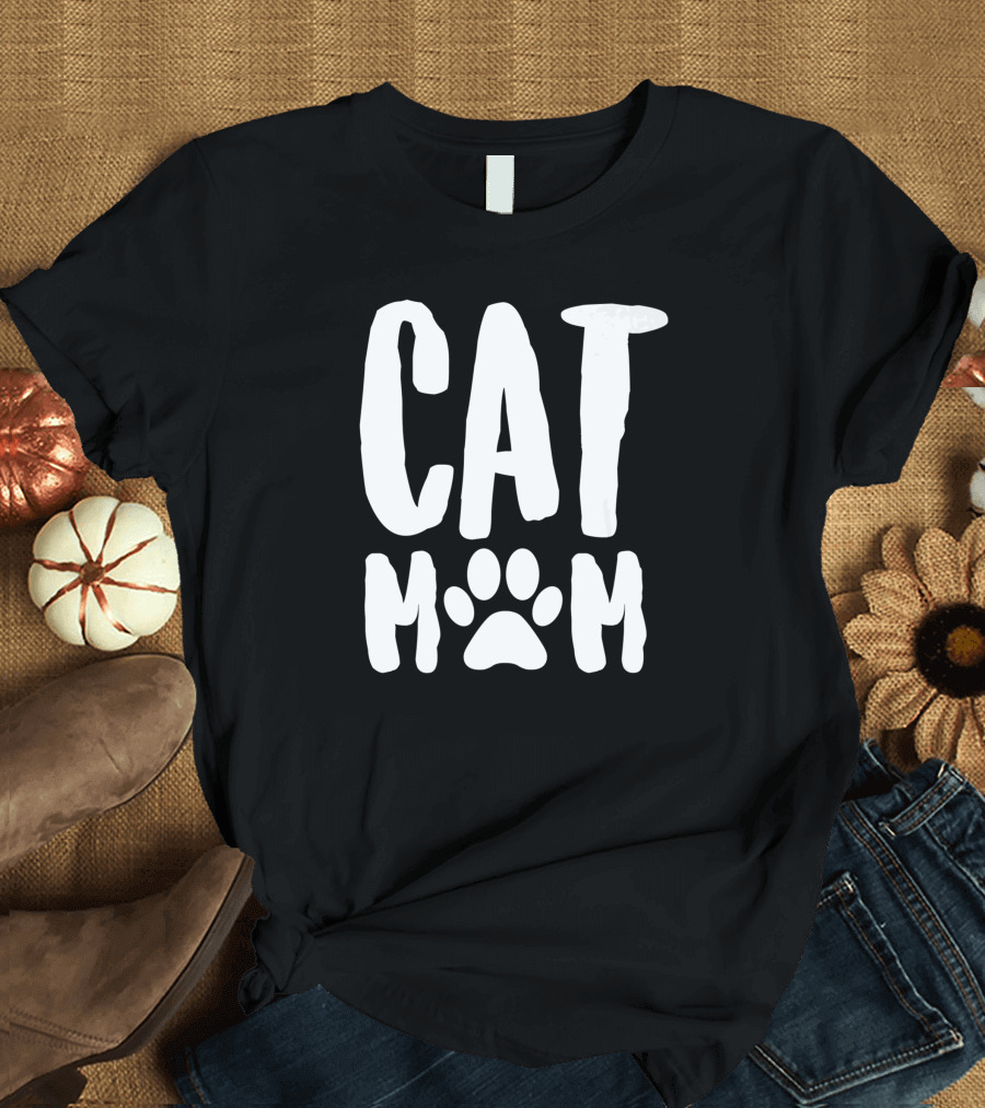 Cat Mom Mother Of Cats Premium Paw Prints T-Shirt