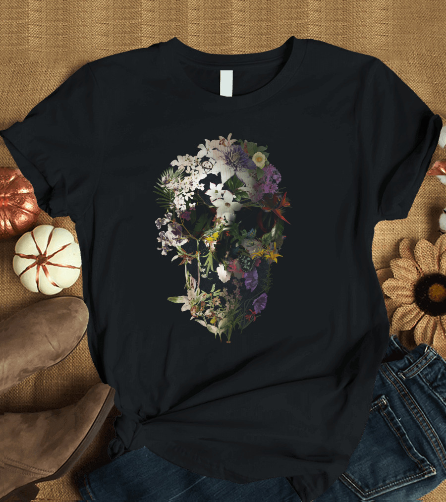 Spring Skull Floral Bloom Fusion T-Shirt