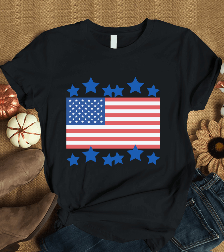 America Strong Flag and Stars T-Shirt