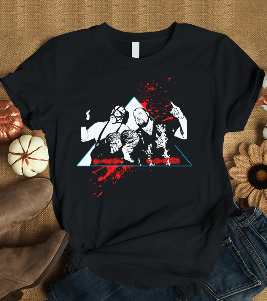 B Vader C Bam Bam Tag Team Champions Red Splatter Triangle T-Shirt