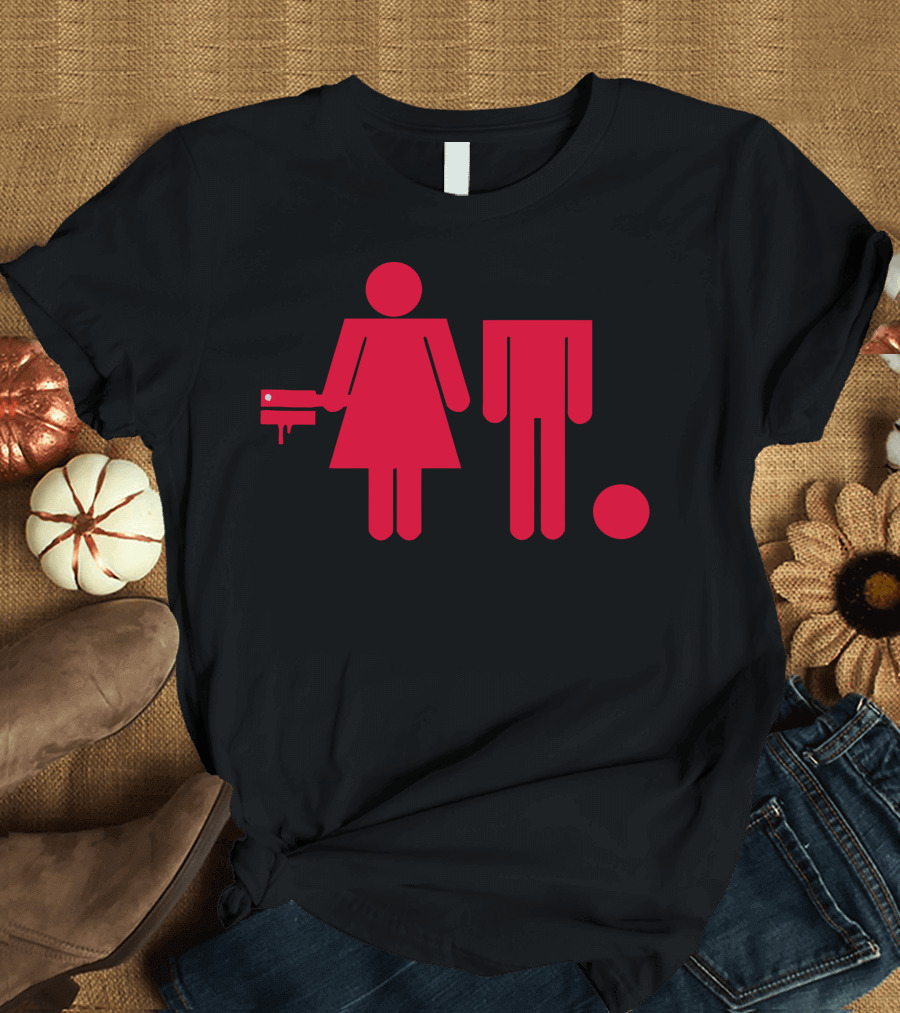 Woman Vs Man Headless Red Stick Figures Battle T-Shirt