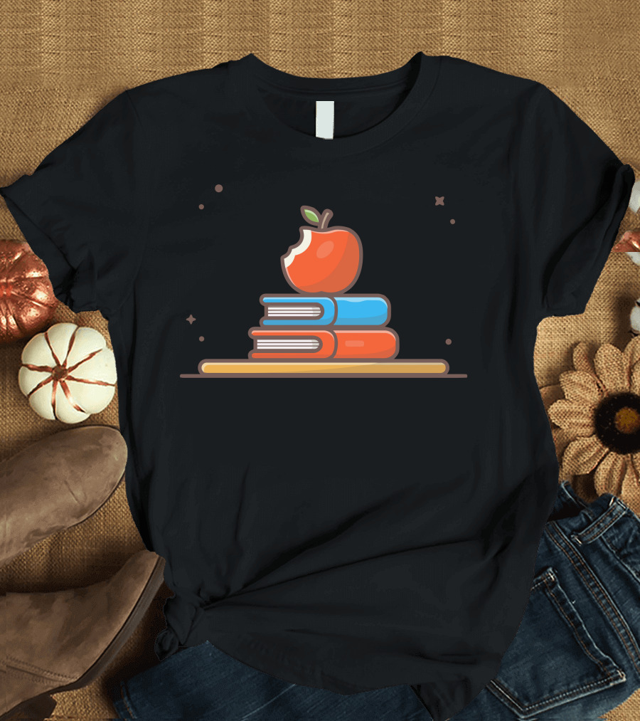 Apple Fruit On Stack Of Books T-Shirt