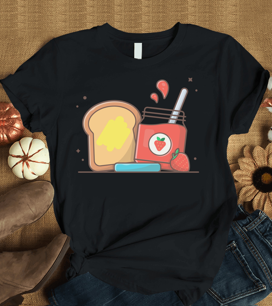 Breakfast Time With Bread and Strawberry Jam Delightful Morning Spread T-Shirt