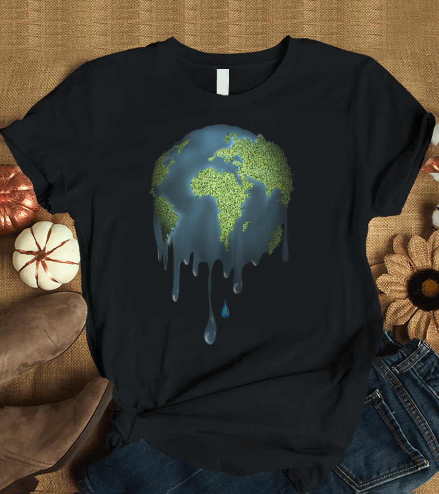 Melted Earth Vector Melting Planet Dripping T-Shirt
