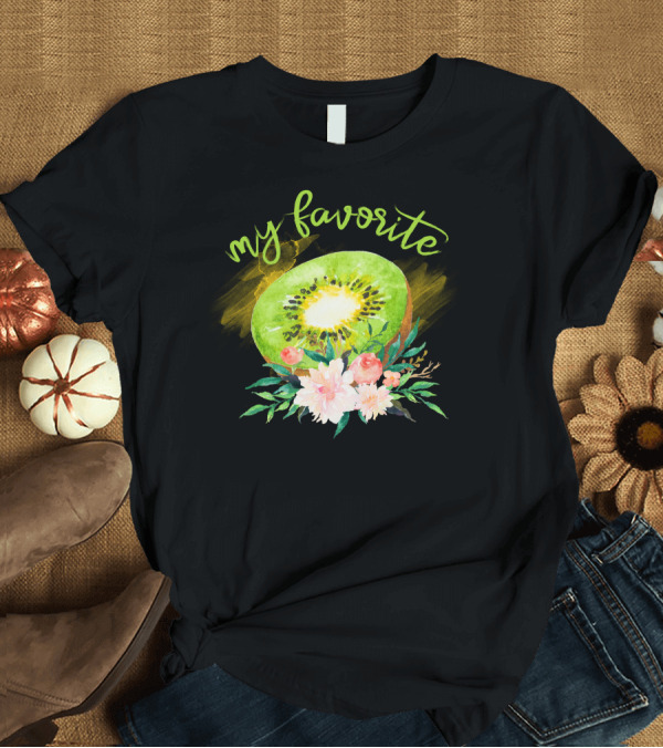 T-Shirt: My Favorite Kiwi with Floral Watercolor T-Shirt My Favorite Kiwi with Floral Watercolor T-Shirt