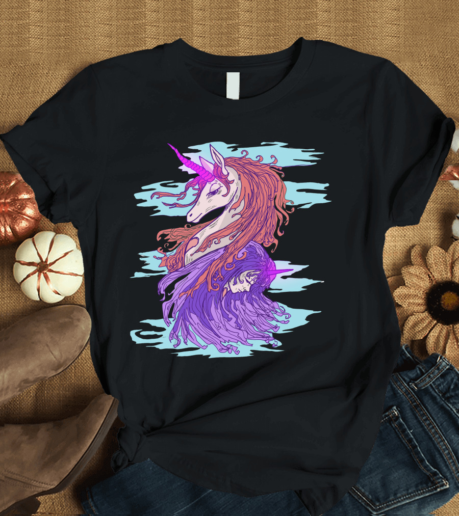 Unicorn Friendship Mystical Companionship with Flowing Hair and Harmony T-Shirt