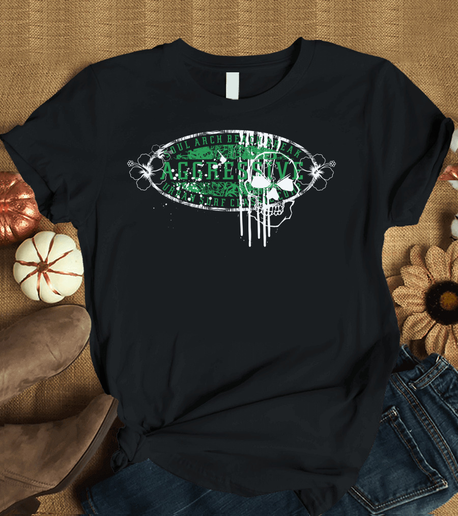 Aggressive Skull Urban Surf Club Soul Arch Beach Break T-Shirt