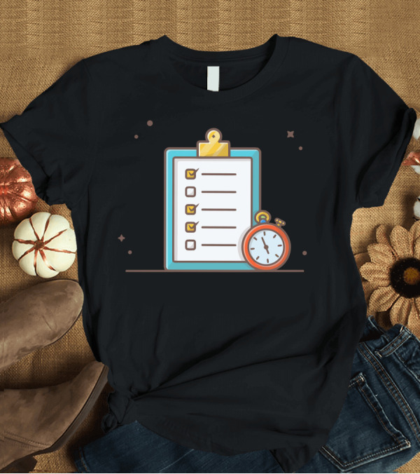 T-Shirt: Checklist and Stopwatch T-Shirt Checklist and Stopwatch T-Shirt