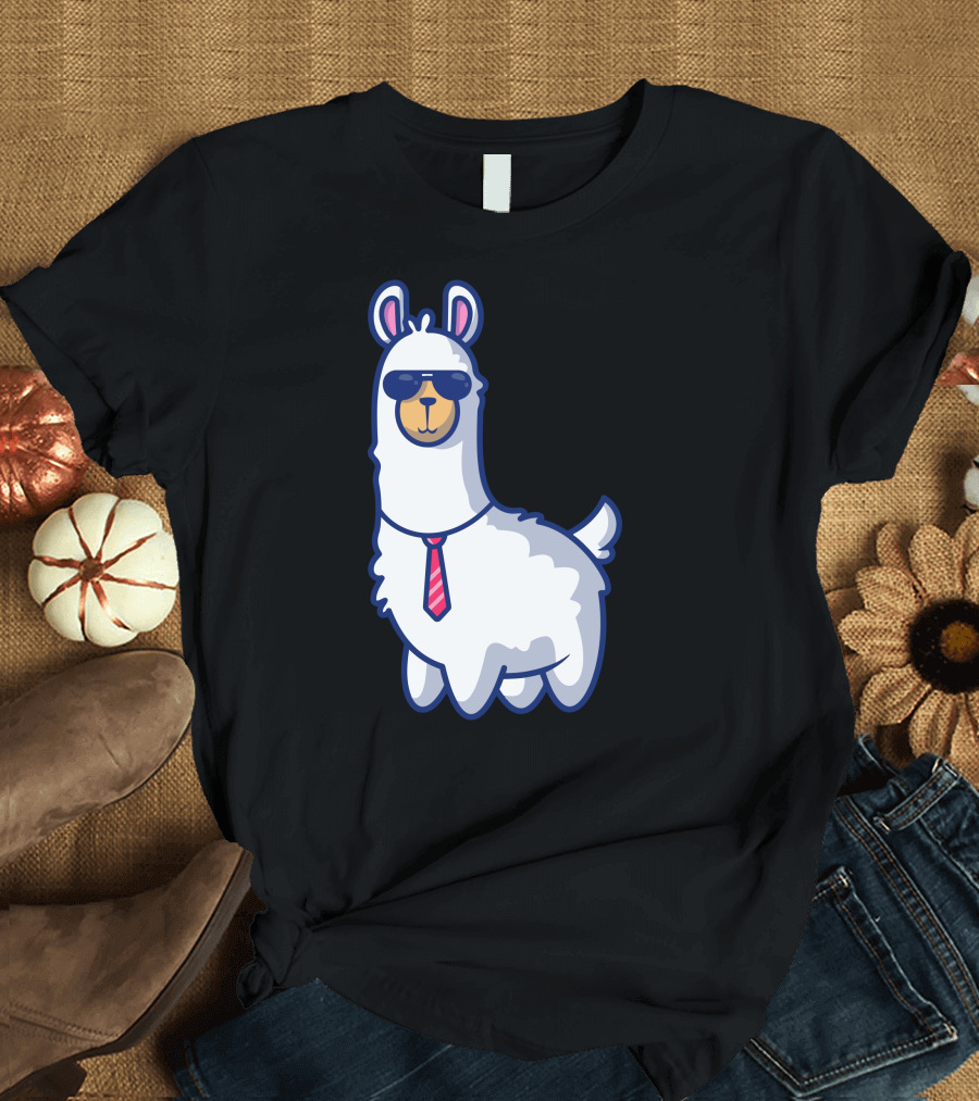 Cool Business Llama with Sunglasses and Tie T-Shirt