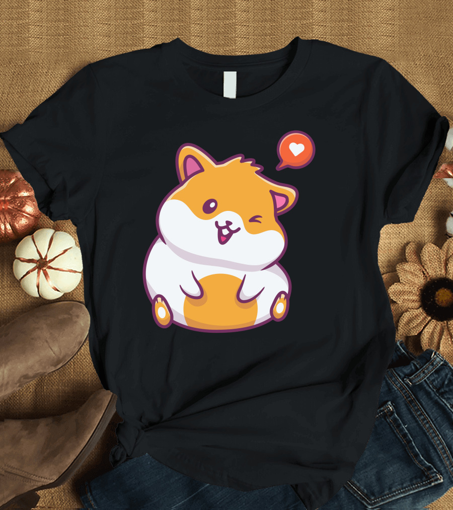 Cute Hamster Sitting with Heart Bubble T-Shirt