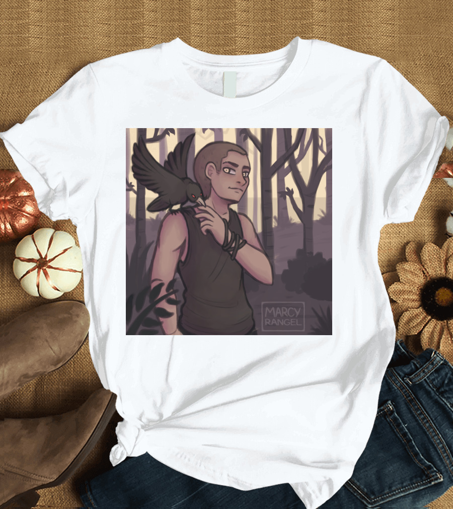 Dreamer Boy Forest Scene Marcy Rangel Art with Raven T-Shirt