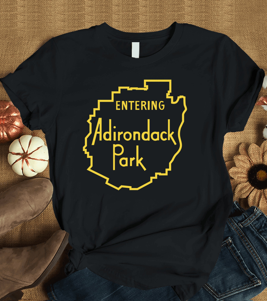 Entering Adirondack Park Yellow Outline Sign T-Shirt